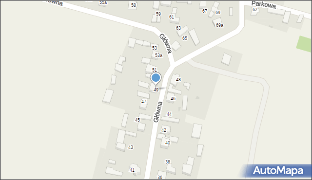 Zawada, Główna, 49, mapa Zawada