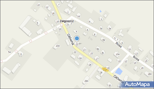 Zelgoszcz, Główna, 11, mapa Zelgoszcz