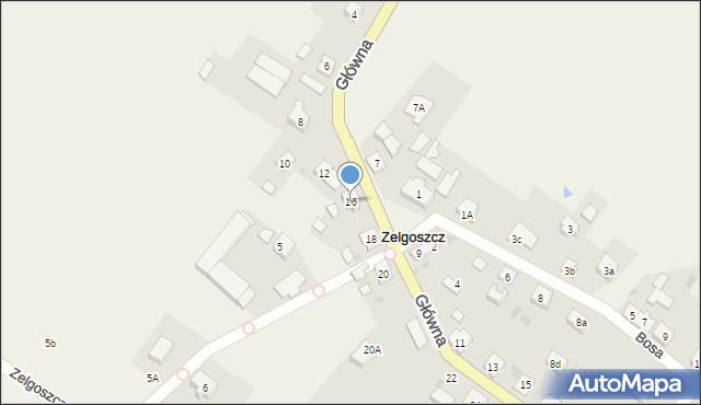 Zelgoszcz, Główna, 16, mapa Zelgoszcz