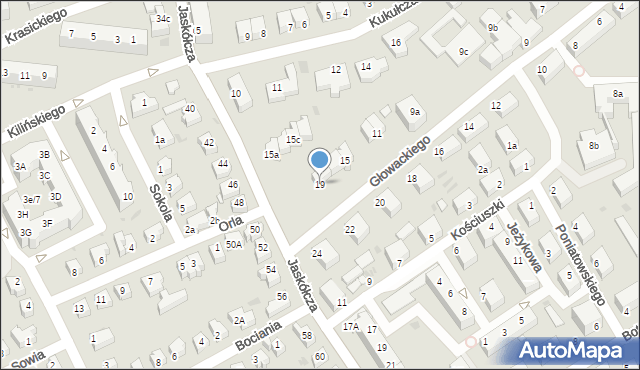 Zielona Góra, Głowackiego Bartosza, 19, mapa Zielona Góra