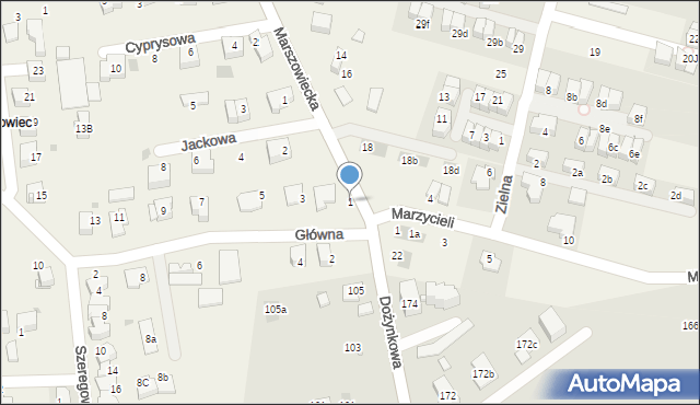 Zielonki, Główna, 1, mapa Zielonki