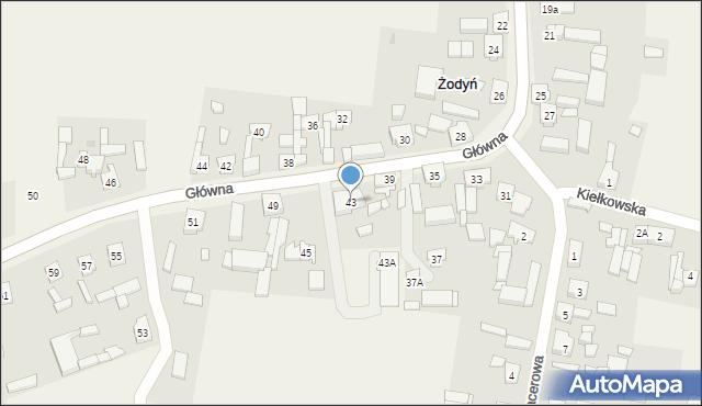 Żodyń, Główna, 43, mapa Żodyń