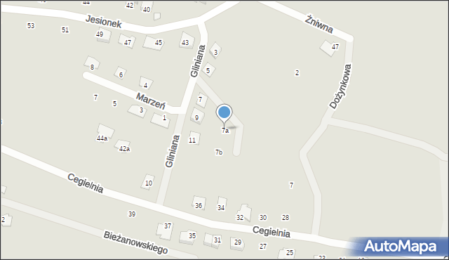 Żory, Gliniana, 7a, mapa Żor