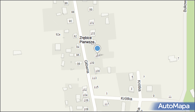 Zrębice, Główna, 107, mapa Zrębice