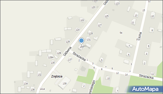 Zrębice, Główna, 133, mapa Zrębice