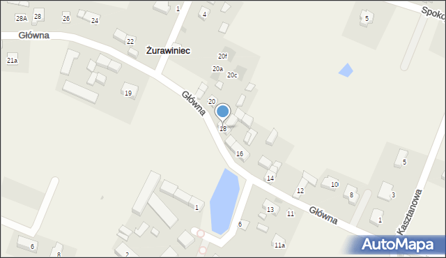 Żurawiniec, Główna, 18, mapa Żurawiniec