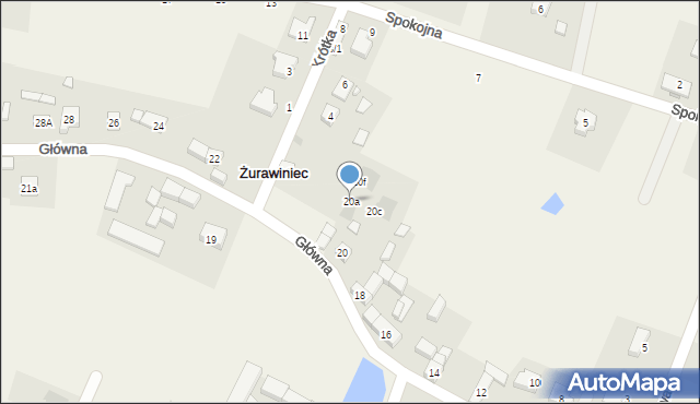 Żurawiniec, Główna, 20a, mapa Żurawiniec