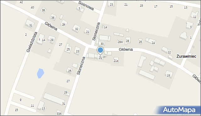 Żurawiniec, Główna, 21, mapa Żurawiniec