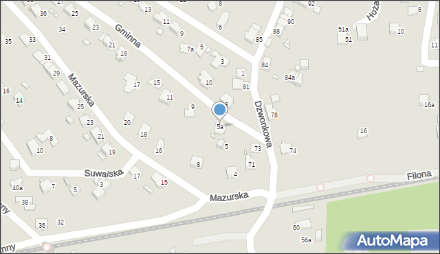 Bielsko-Biała, Gminna, 5a, mapa Bielsko-Białej