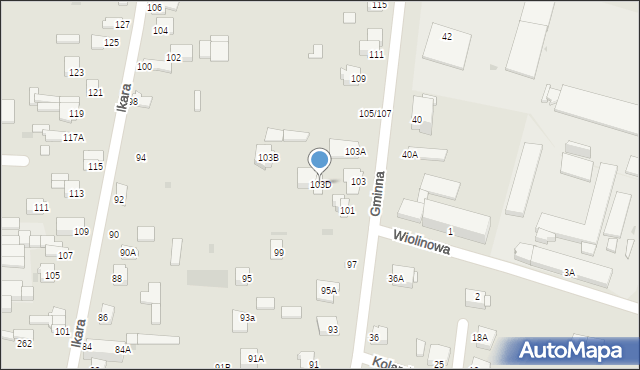 Częstochowa, Gminna, 103D, mapa Częstochowy