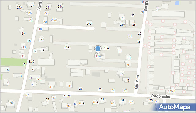 Częstochowa, Gminna, 11A, mapa Częstochowy