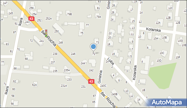 Częstochowa, Gminna, 71, mapa Częstochowy