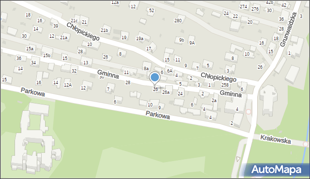 Krzeszowice, Gminna, 26, mapa Krzeszowice