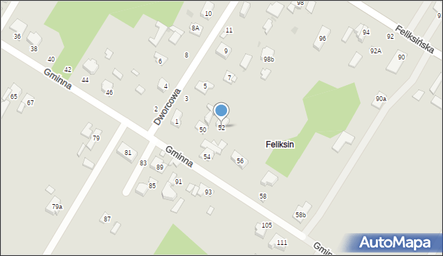 Łódź, Gminna, 52, mapa Łodzi