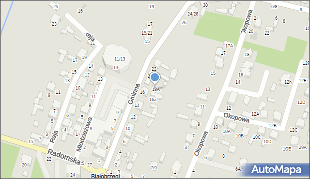 Tomaszów Mazowiecki, Gminna, 18A, mapa Tomaszów Mazowiecki