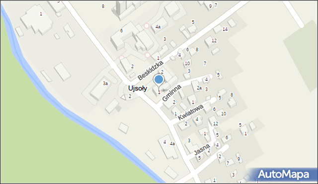 Ujsoły, Gminna, 1, mapa Ujsoły