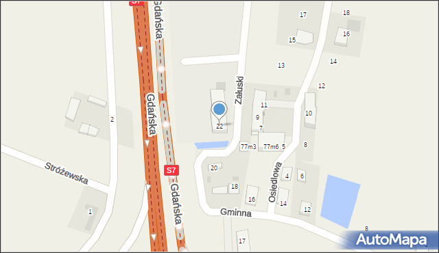 Załuski, Gminna, 22, mapa Załuski