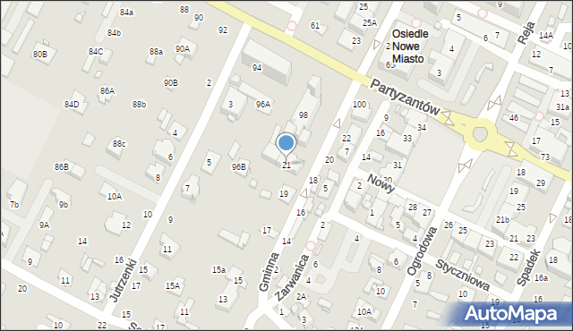 Zamość, Gminna, 21, mapa Zamościa