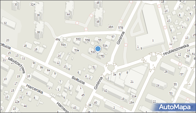 Zamość, Gminna, 53B, mapa Zamościa