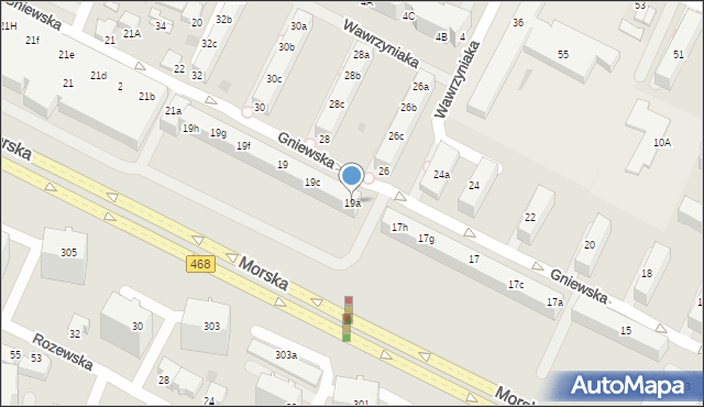 Gdynia, Gniewska, 19a, mapa Gdyni