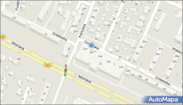 Gdynia, Gniewska, 21f, mapa Gdyni