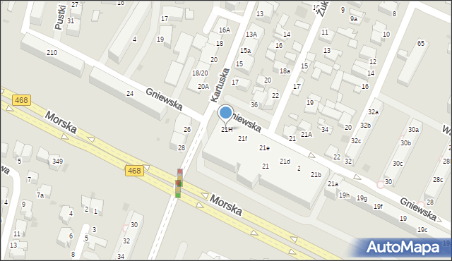 Gdynia, Gniewska, 21H, mapa Gdyni