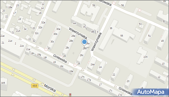 Gdynia, Gniewska, 26b, mapa Gdyni