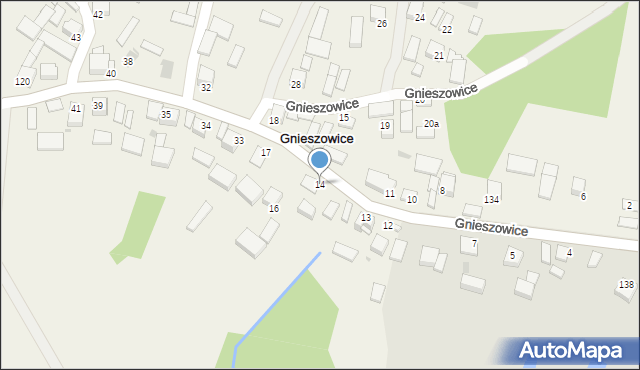 Gnieszowice, Gnieszowice, 14, mapa Gnieszowice