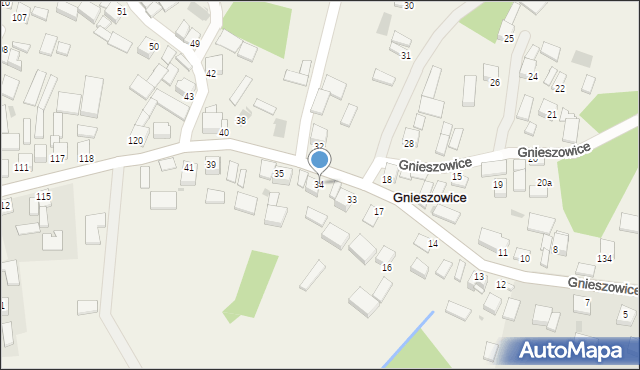 Gnieszowice, Gnieszowice, 34, mapa Gnieszowice