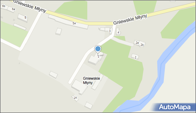 Gniew, Gniewskie Młyny, 1, mapa Gniew