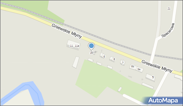 Gniew, Gniewskie Młyny, 10, mapa Gniew