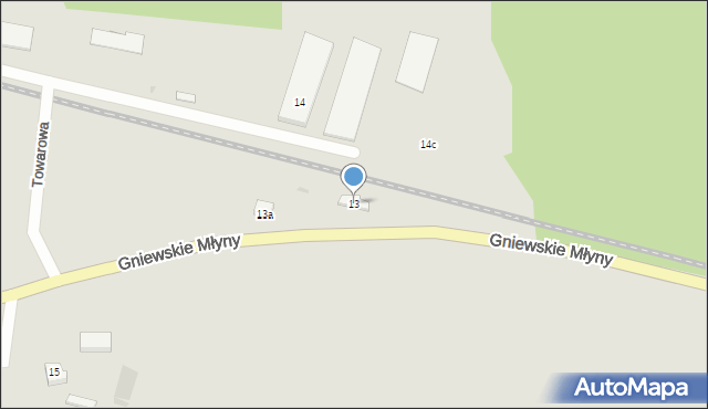 Gniew, Gniewskie Młyny, 13, mapa Gniew