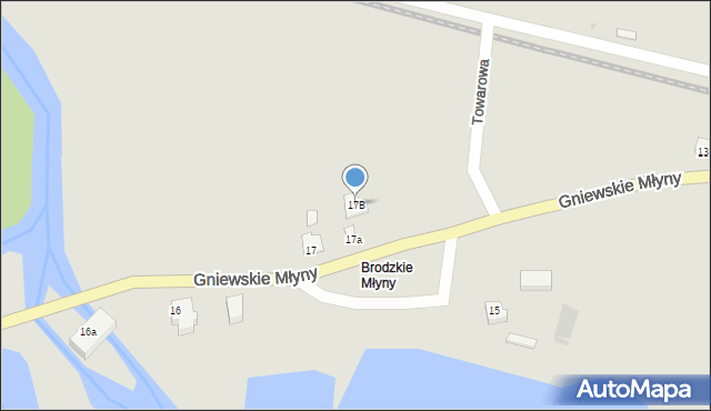 Gniew, Gniewskie Młyny, 17B, mapa Gniew