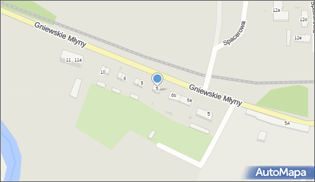 Gniew, Gniewskie Młyny, 7a, mapa Gniew