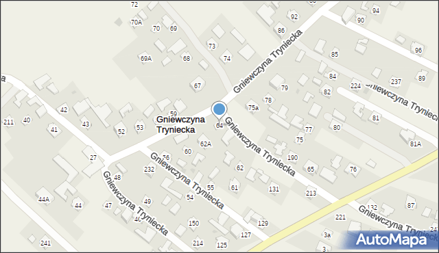 Gniewczyna Tryniecka, Gniewczyna Tryniecka, 64, mapa Gniewczyna Tryniecka