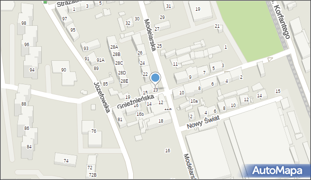 Katowice, Gnieźnieńska, 13, mapa Katowic