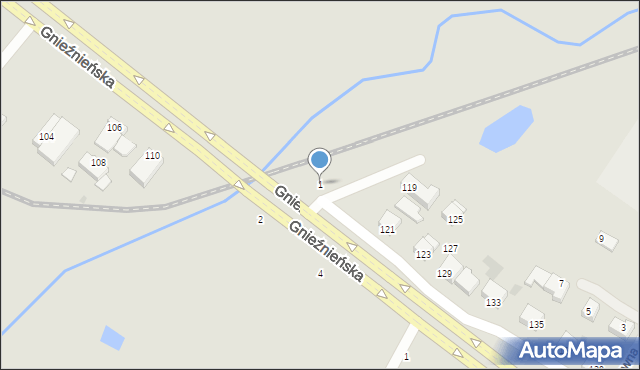 Koszalin, Gnieźnieńska, 1, mapa Koszalina