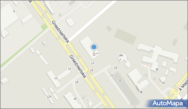 Koszalin, Gnieźnieńska, 11, mapa Koszalina