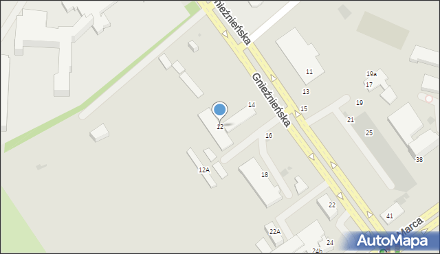 Koszalin, Gnieźnieńska, 12, mapa Koszalina