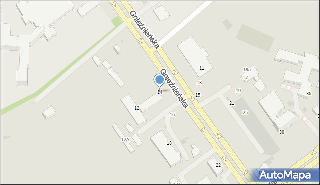 Koszalin, Gnieźnieńska, 14, mapa Koszalina