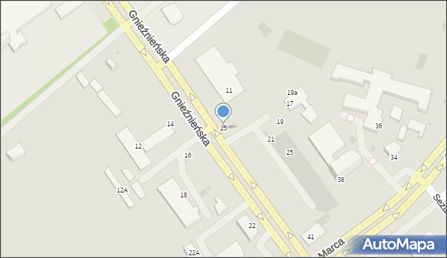 Koszalin, Gnieźnieńska, 15, mapa Koszalina