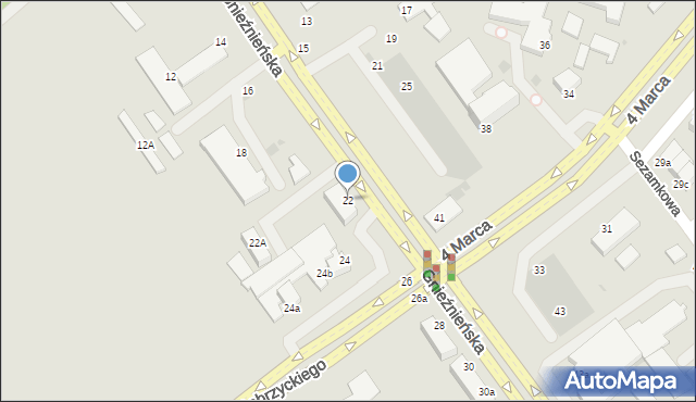 Koszalin, Gnieźnieńska, 22, mapa Koszalina