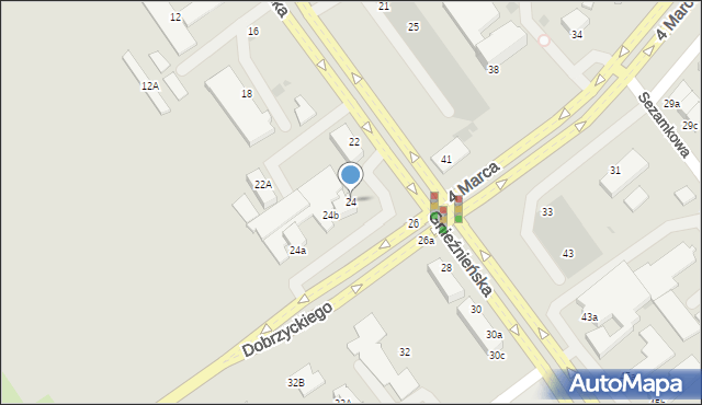 Koszalin, Gnieźnieńska, 24, mapa Koszalina