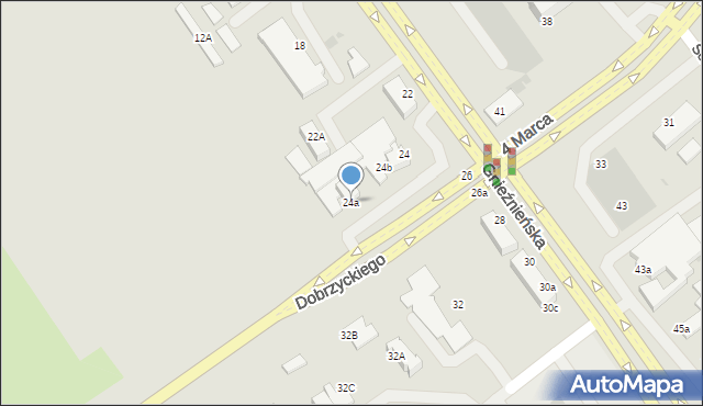 Koszalin, Gnieźnieńska, 24a, mapa Koszalina