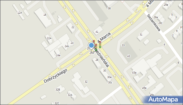 Koszalin, Gnieźnieńska, 26a, mapa Koszalina