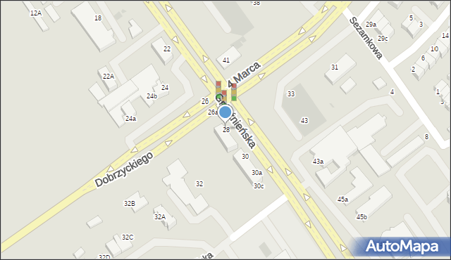 Koszalin, Gnieźnieńska, 28, mapa Koszalina