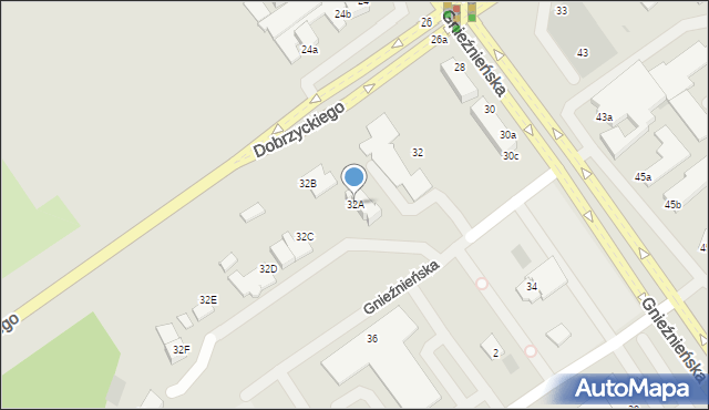 Koszalin, Gnieźnieńska, 32A, mapa Koszalina