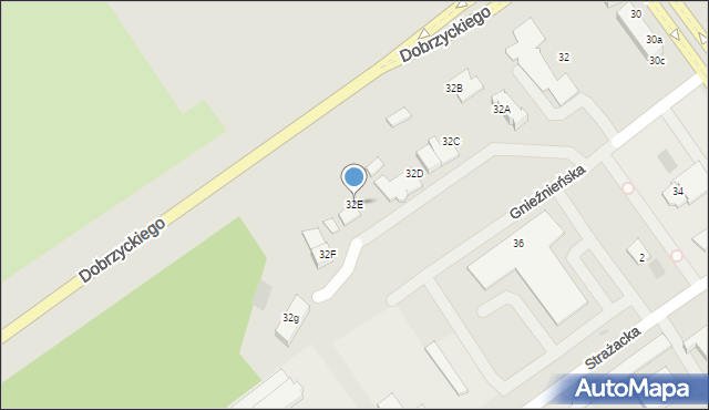 Koszalin, Gnieźnieńska, 32E, mapa Koszalina
