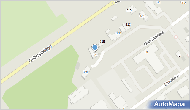 Koszalin, Gnieźnieńska, 32F, mapa Koszalina