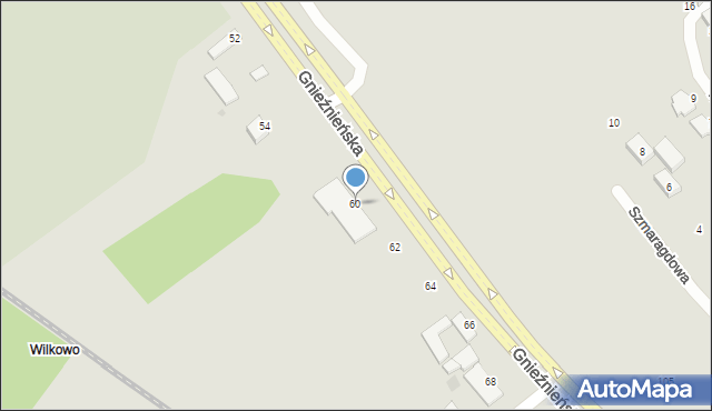 Koszalin, Gnieźnieńska, 60, mapa Koszalina